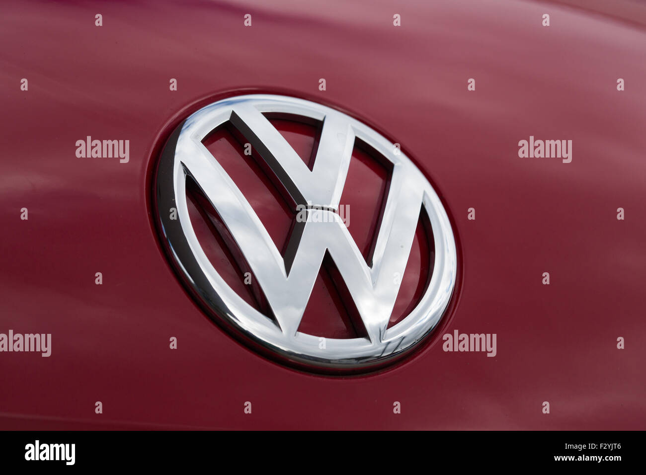 Volkswagen logo on front of car Stock Photo