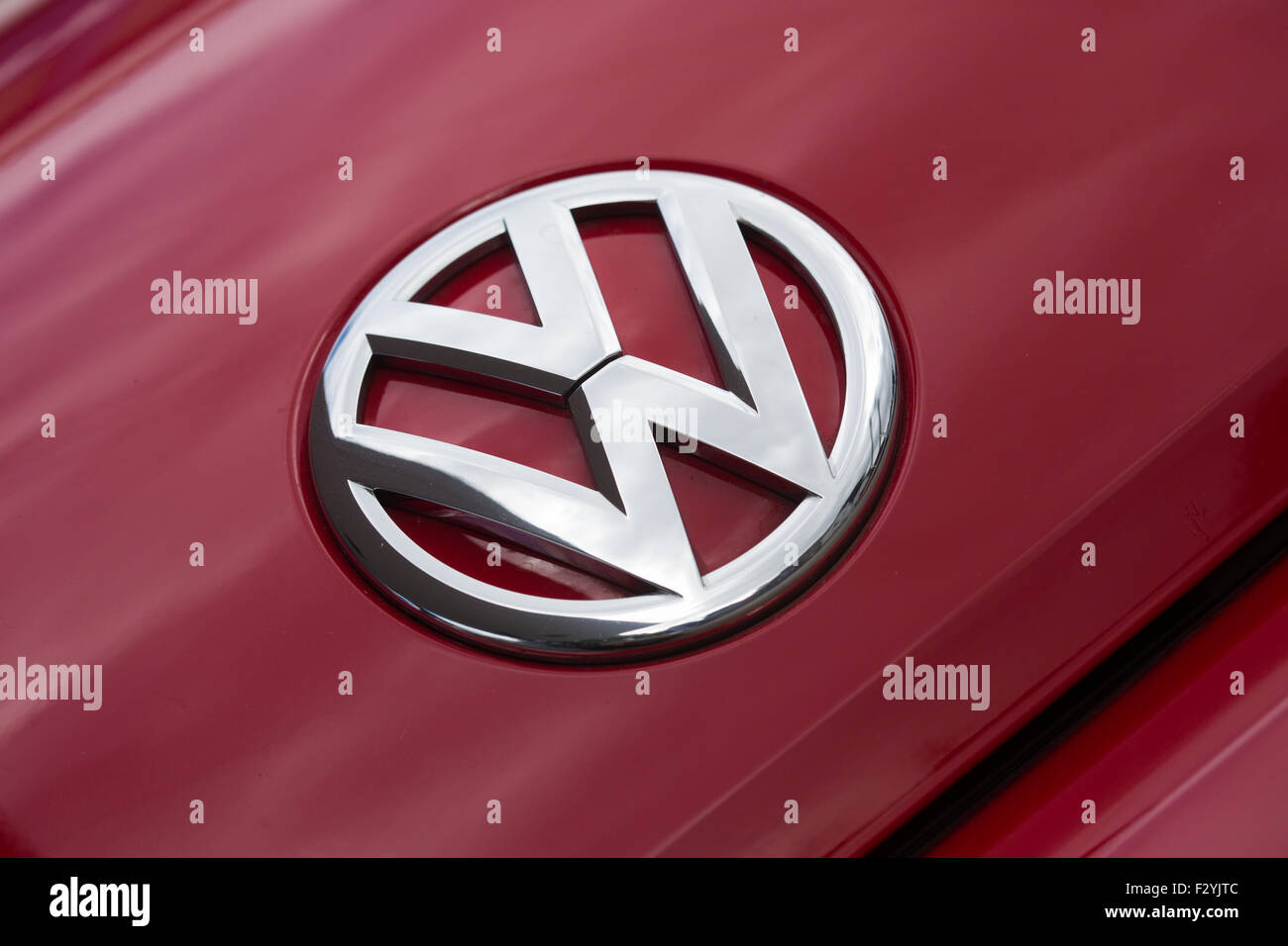 Volkswagen logo on front of car Stock Photo