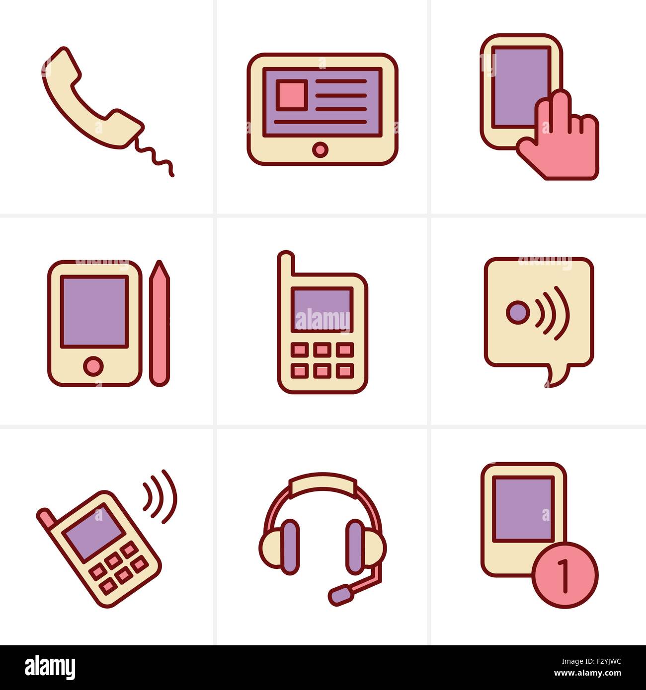 Icons Style vector black phone icons set on gray Stock Vector Image ...