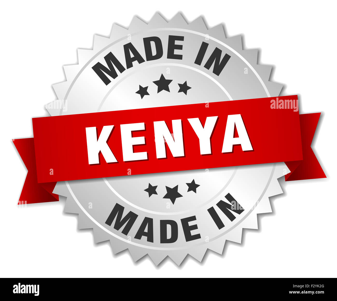 made in Kenya silver badge with red ribbon Stock Photo Alamy