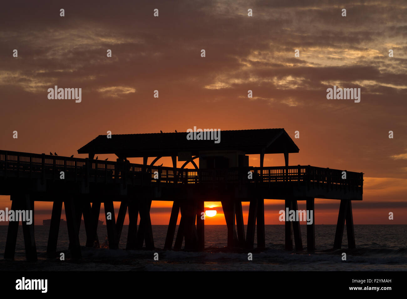 A photograph of a beautiful sunrise at Tybee Island in Savannah. Tybee