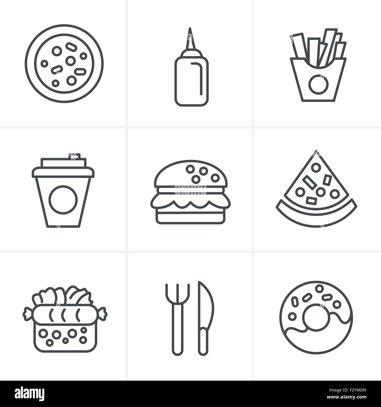 Line Icons Style Fast Food Icons Stock Vector Image & Art - Alamy