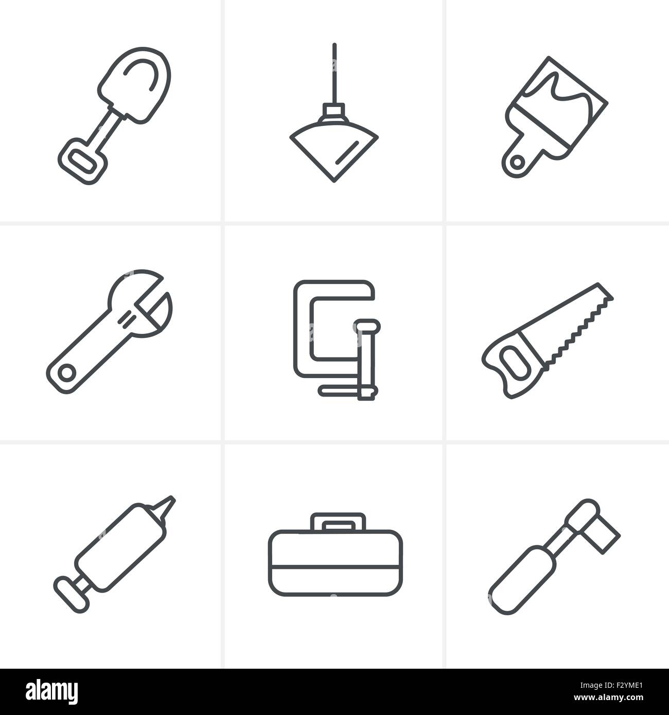 Line Icons Style Basic - Tools and Construction icons Stock Vector ...