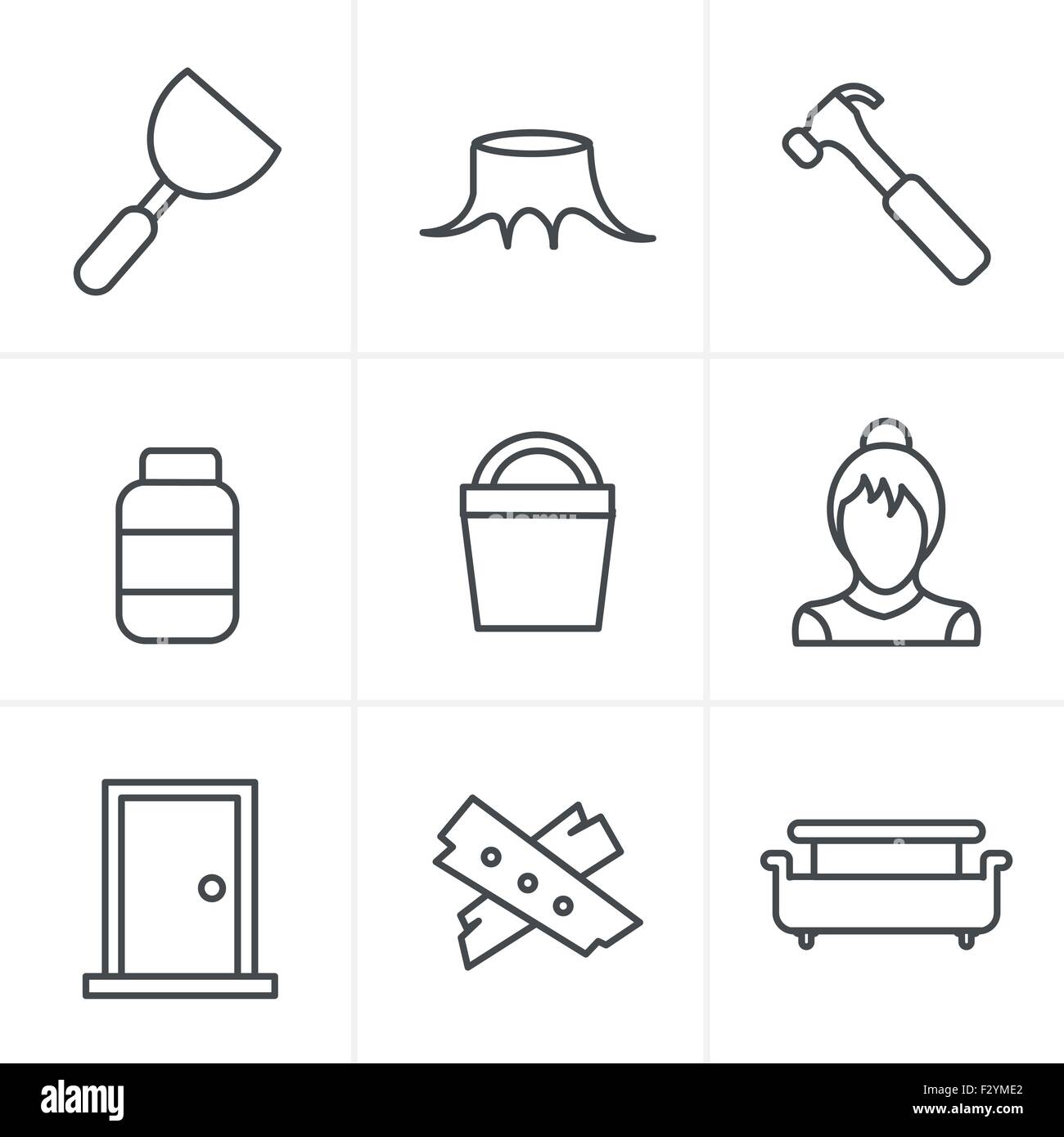 Line Icons Style Icons set carpentry Stock Vector Image & Art - Alamy