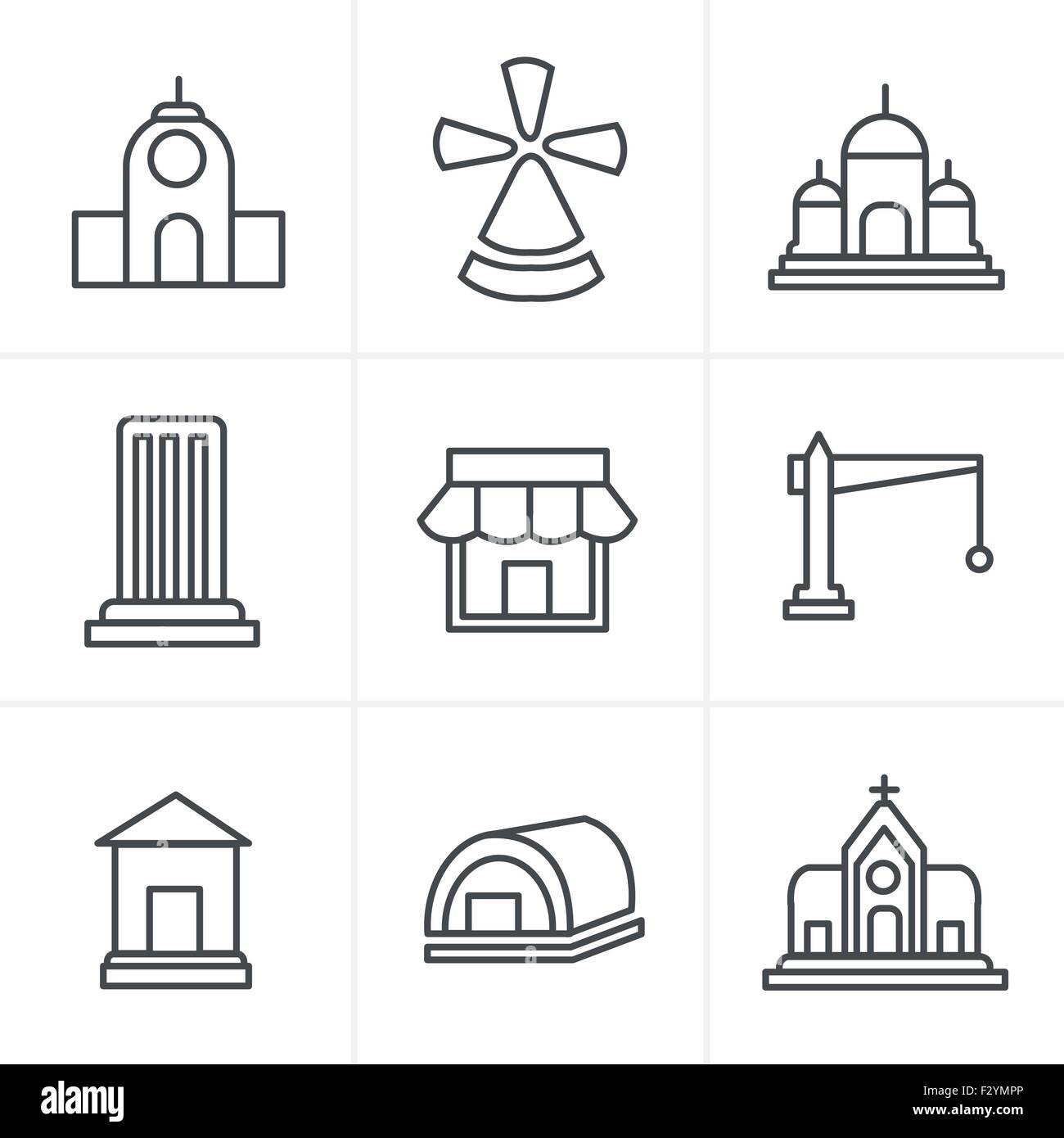 Line Icons Style  Set of house icons Stock Vector
