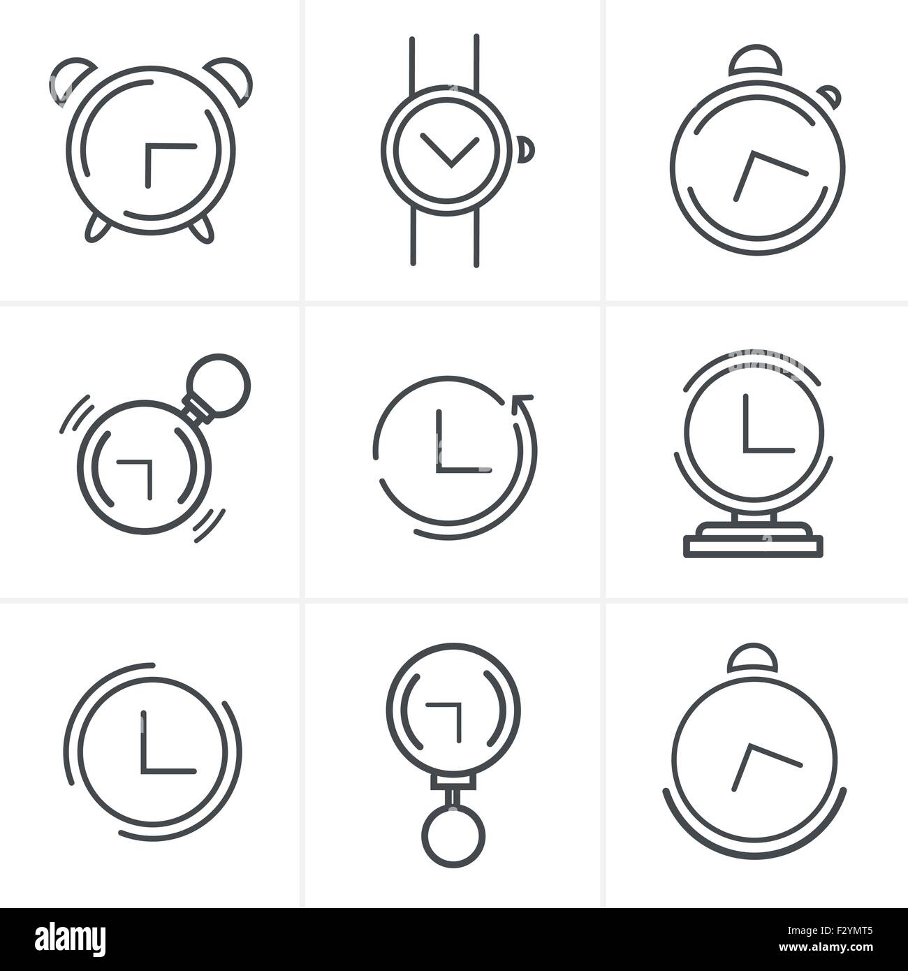 Time Clock Line Icons Set, Vector Design Stock Vector Image & Art - Alamy