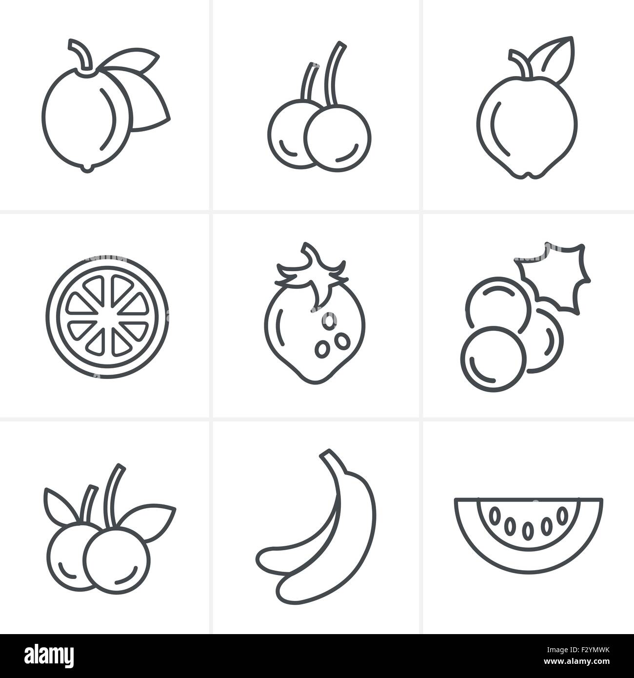 Line Icons Style Fruit Icons Set, Vector Design Stock Vector Image ...