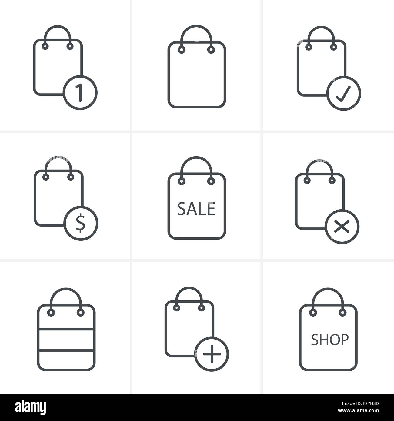 Line Icons Style Shopping bag icons on white background. Vector ...