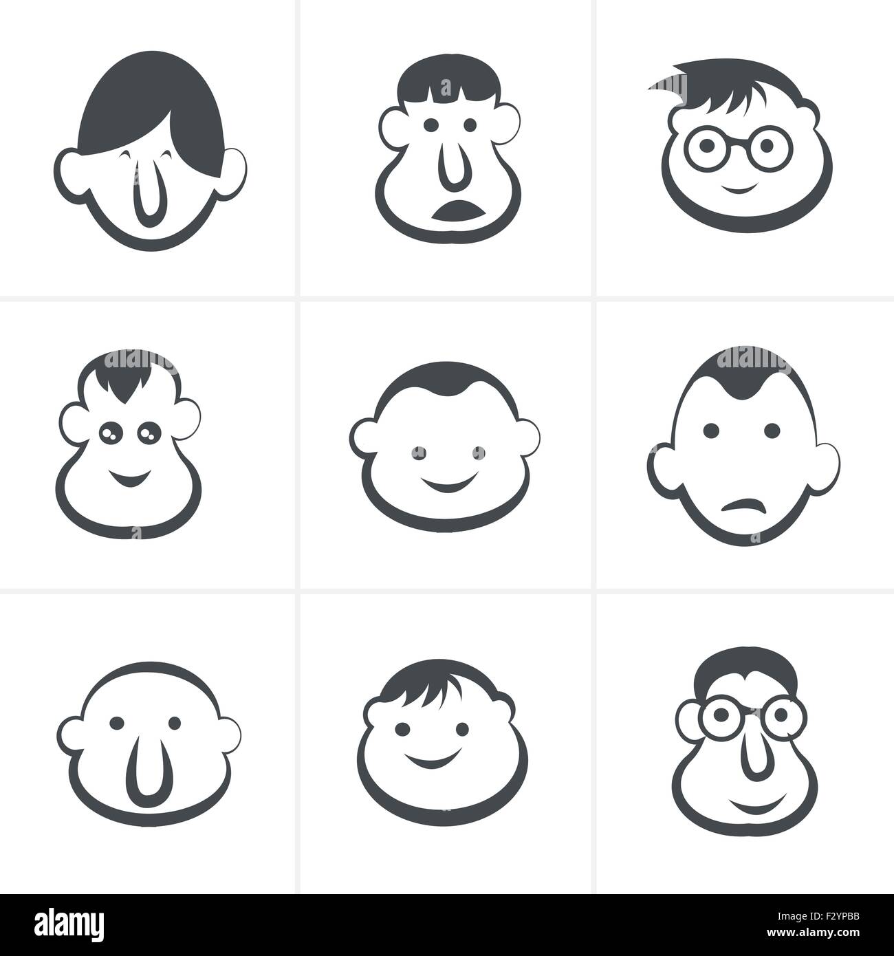 Laughing children's faces. Set. Vector illustration. Stock Vector