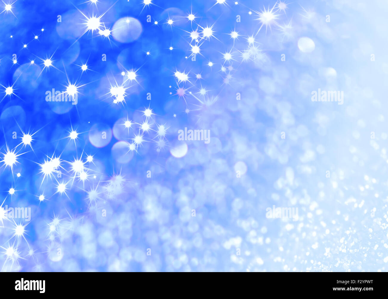 Blue defocused glitter background with copy space Stock Photo