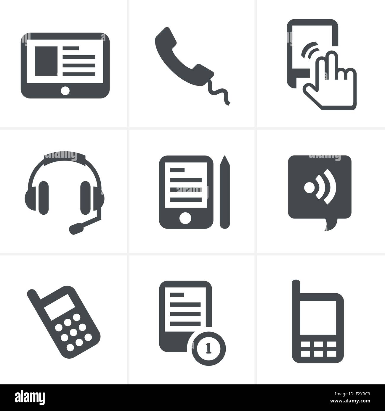 vector black phone icons set on gray Stock Vector Image & Art - Alamy