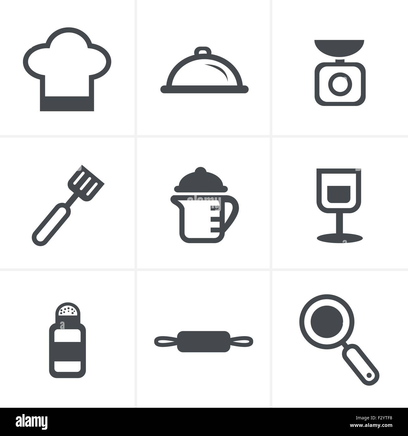 Kitchen cooking icons set outline hi-res stock photography and images ...