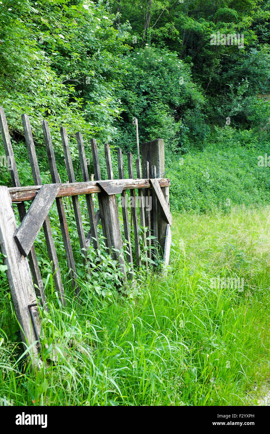 Rickety wooden gate Stock Photo Alamy