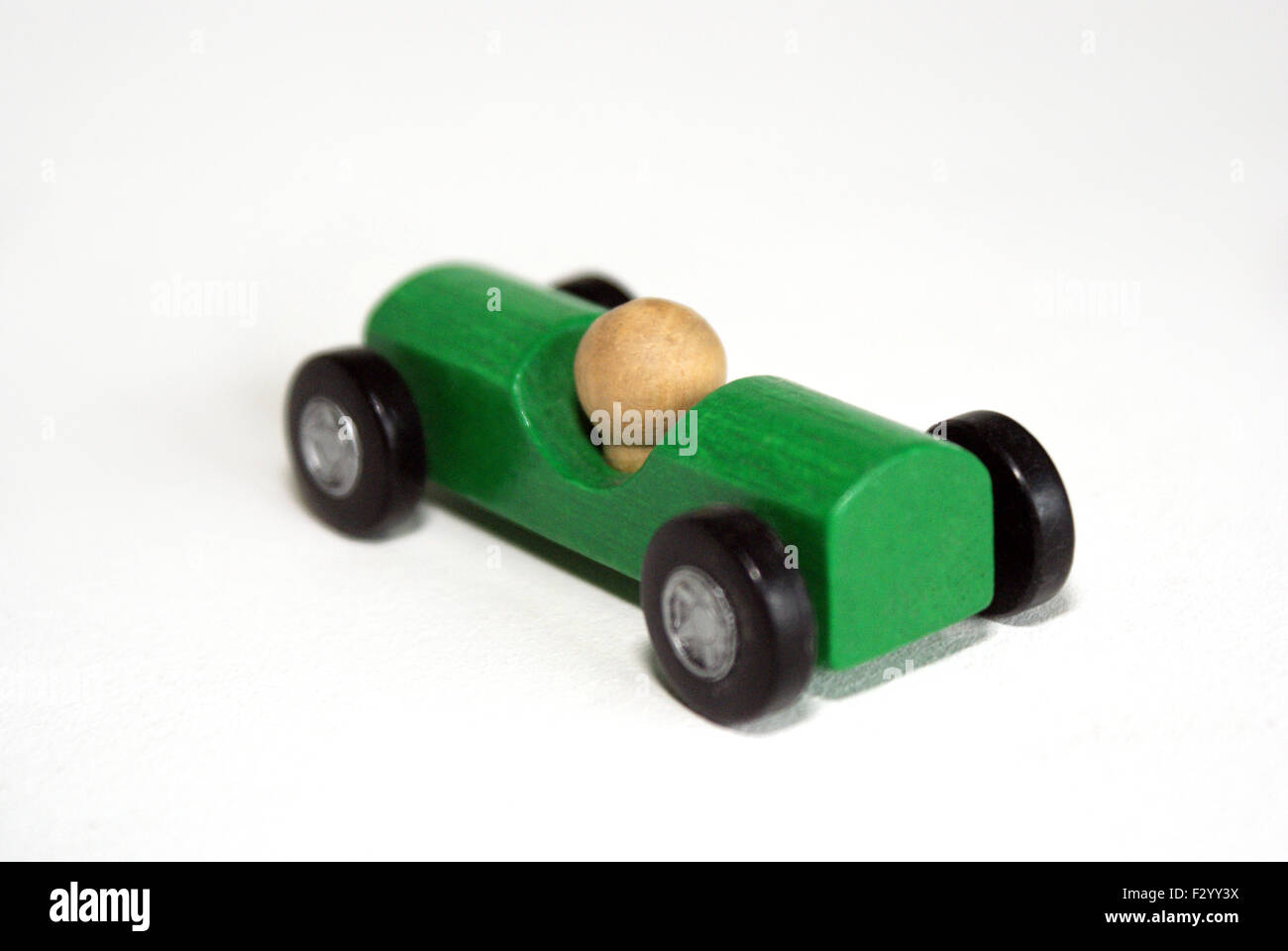 Simple green wooden car Stock Photo