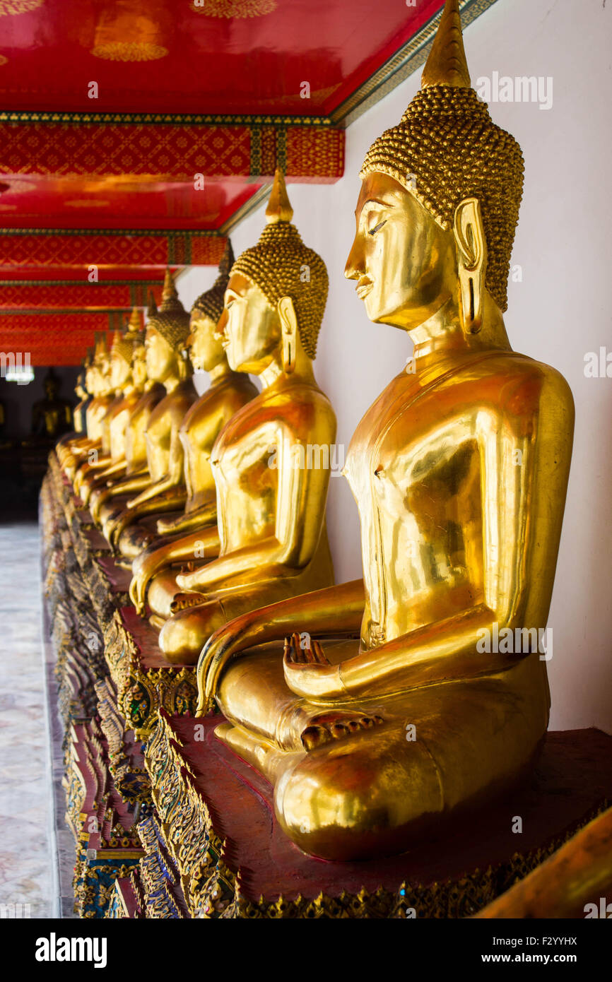 Goden Buddha at Wat Pho, Bangkok, Thailand Stock Photo