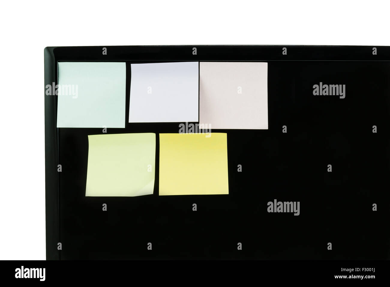 Post it note on computer screen on white background Stock Photo Alamy