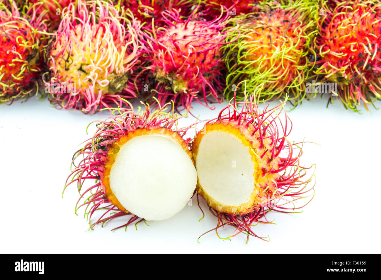 Rambutan tropical fruit on white background Stock Photo - Alamy