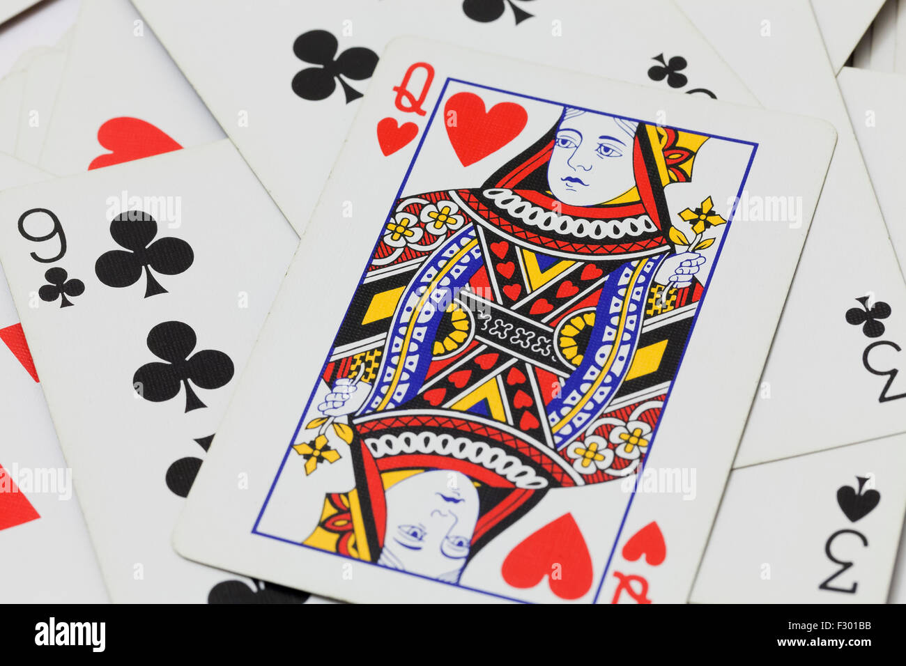 Queen of hearts playing cards Stock Photo