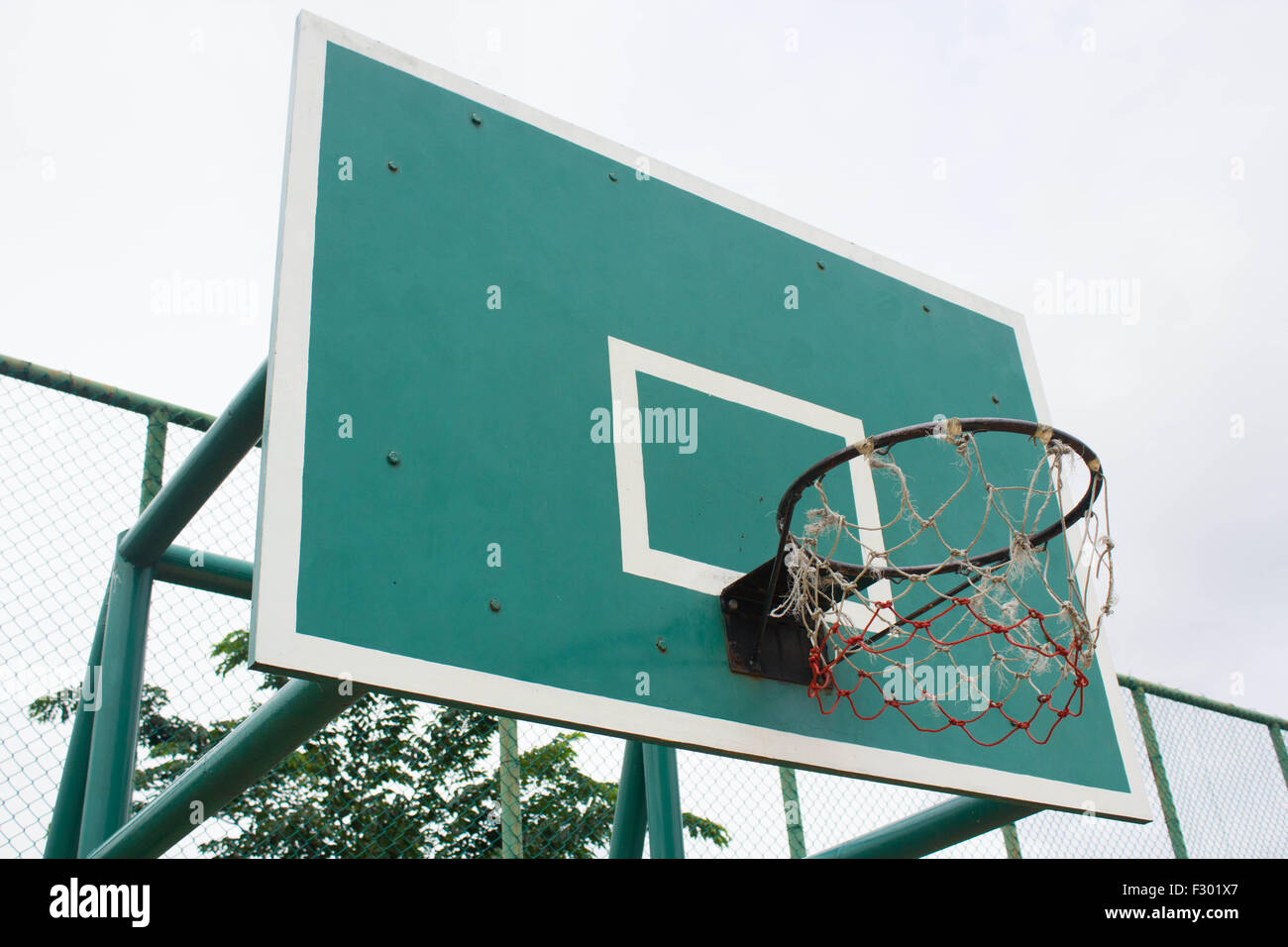 Basketball hoop in the garden Stock Photo Alamy