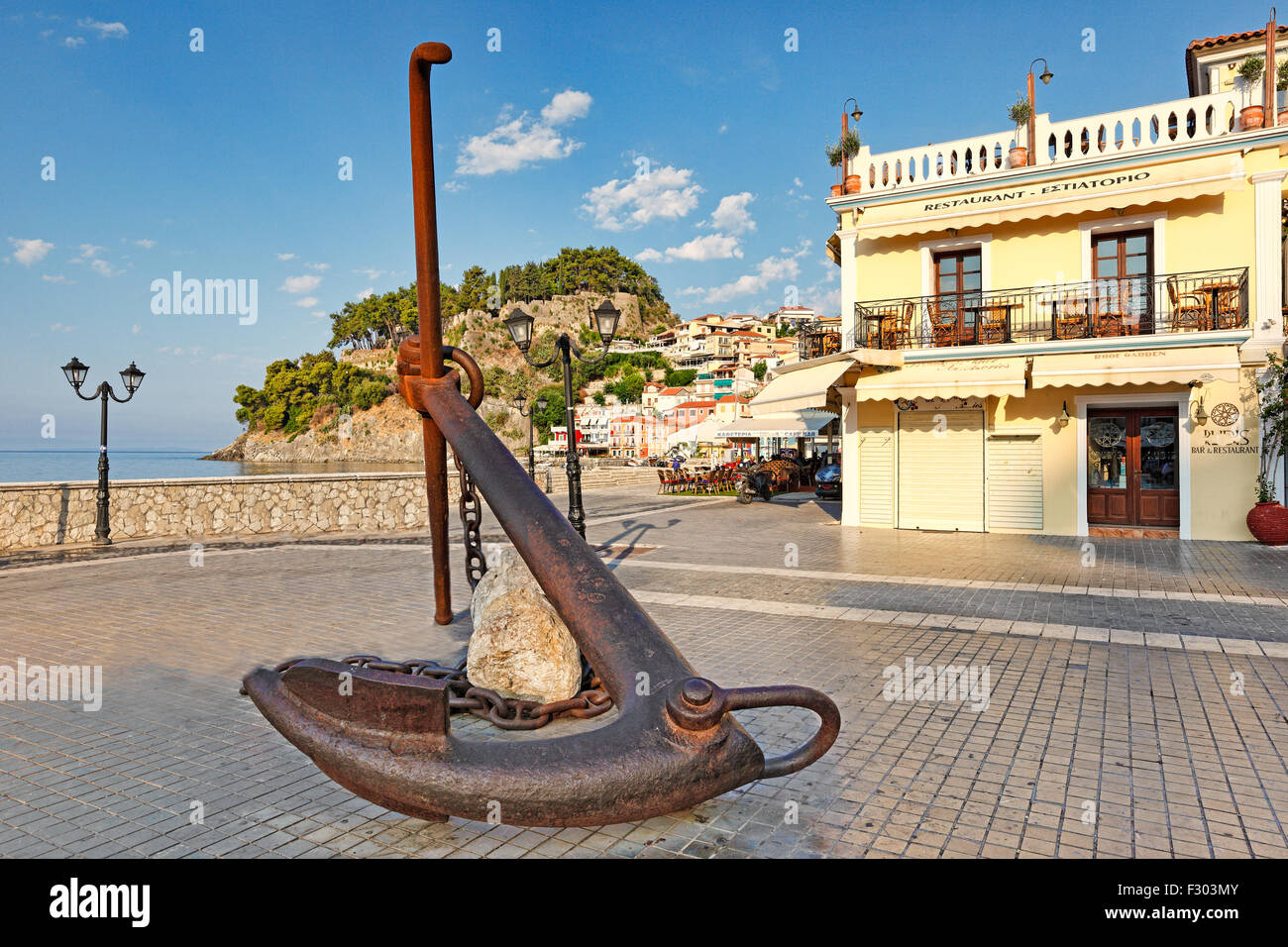 A giant anchor in Parga, Greece Stock Photo