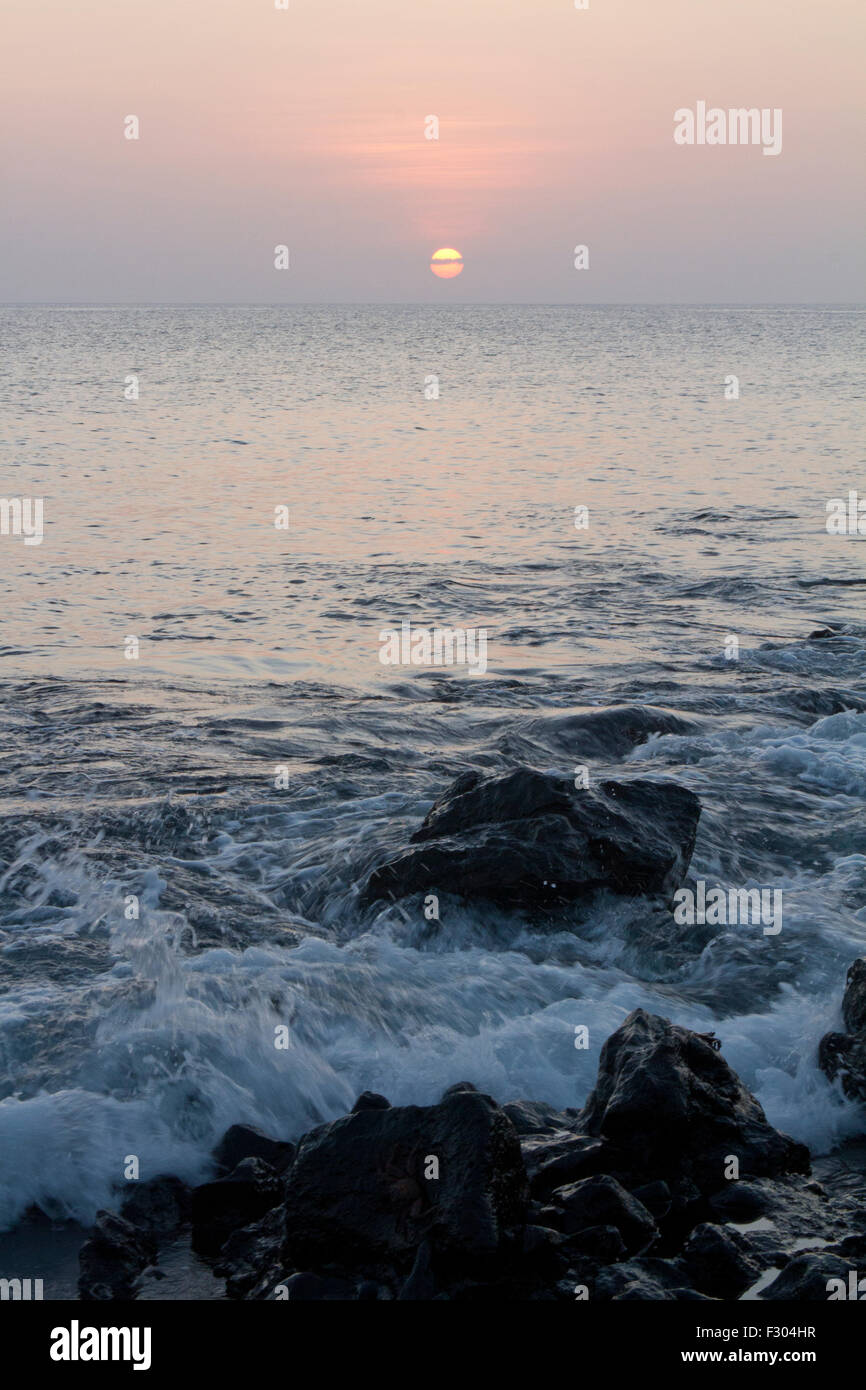 Sunset at Floreana Island, Galapagos Islands Stock Photo