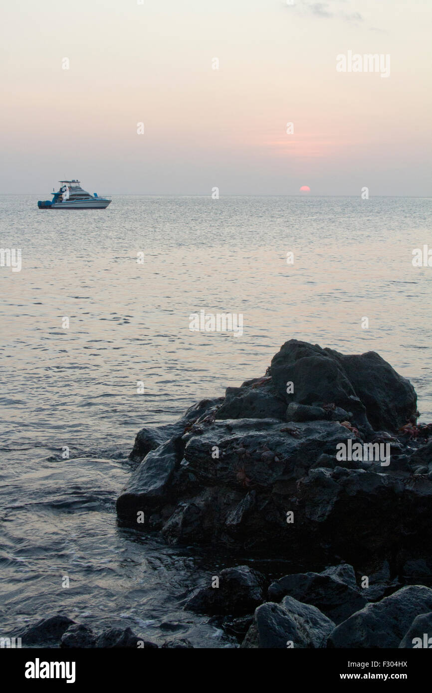 Sunset at Floreana Island, Galapagos Islands Stock Photo