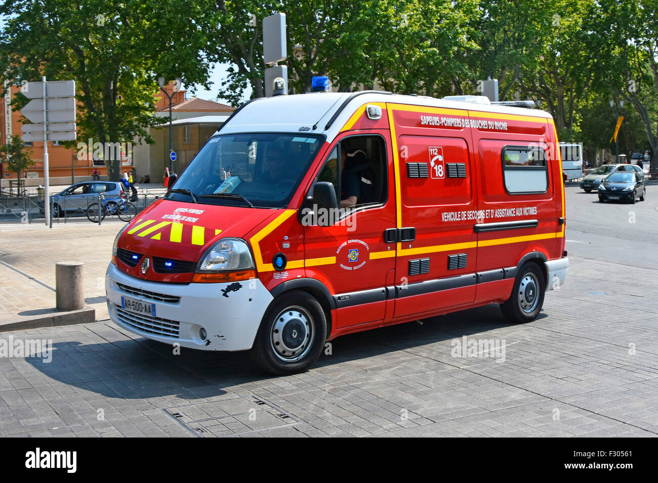 Aix en Provence France Sapeurs Pompiers fire service vehicle on emergency  call Stock Photo - Alamy