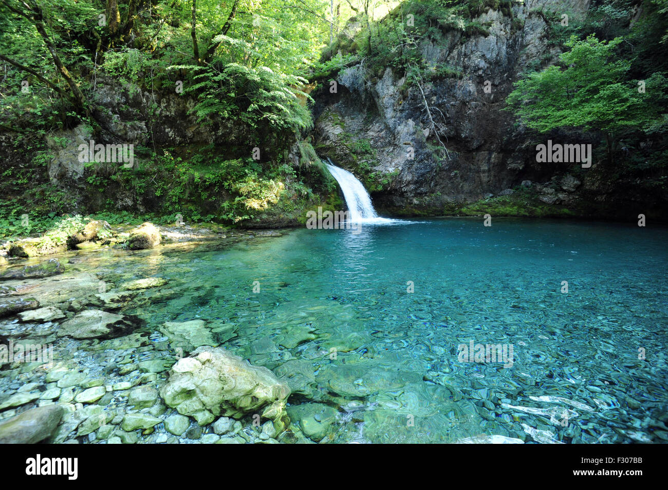 The Blue Eye of Kapre, Syri i Kalter i Kaprese, a blue river pool. Theth, Thethi, Albania Stock