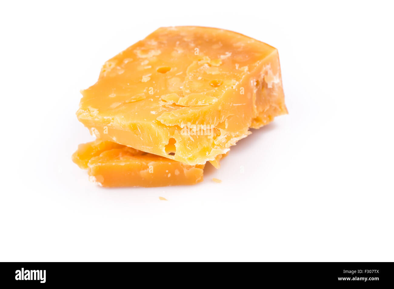 Italian Parmesan Cheese on white Background close up Stock Photo