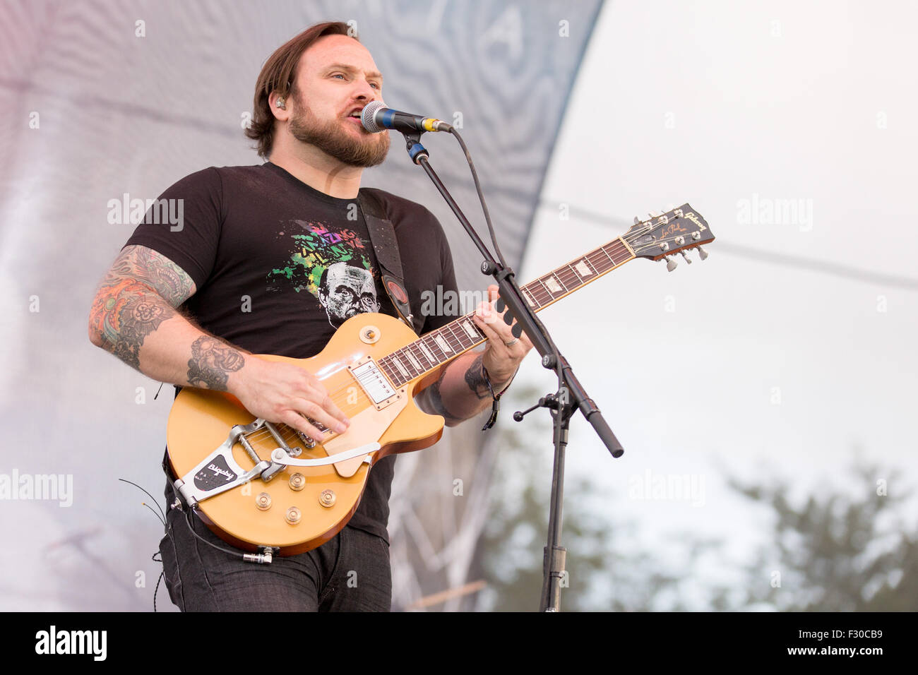 Chicago, Illinois, USA. 11th Sep, 2015. Guitarist TRAVIS STEVER of Coheed and Cambria performs live during Riot Fest at Douglas Park in Chicago, Illinois © Daniel DeSlover/ZUMA Wire/Alamy Live News Stock Photo