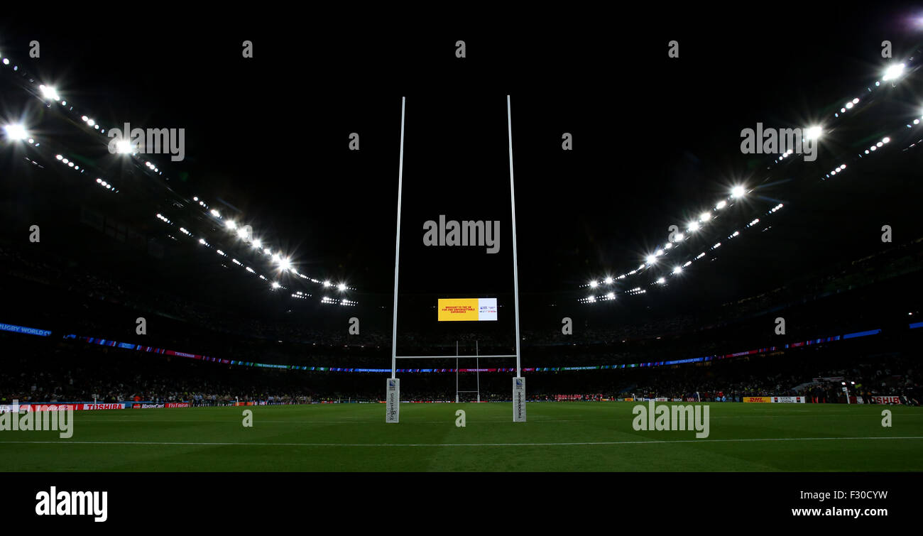 London, UK. 26th Sep, 2015. Photo taken on September 26, 2015 shows the Twickenham Stadium in London, Britain during the Rugby World Cup 2015 Pool A match between England and Wales. England lost 25-28. Credit:  Han Yan/Xinhua/Alamy Live News Stock Photo
