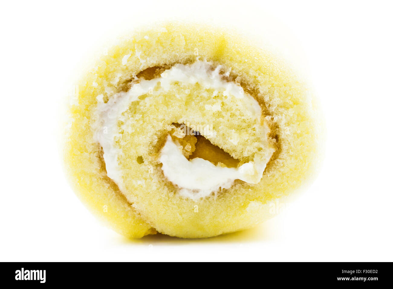 Jam roll cake with cream isolated on white background Stock Photo Alamy