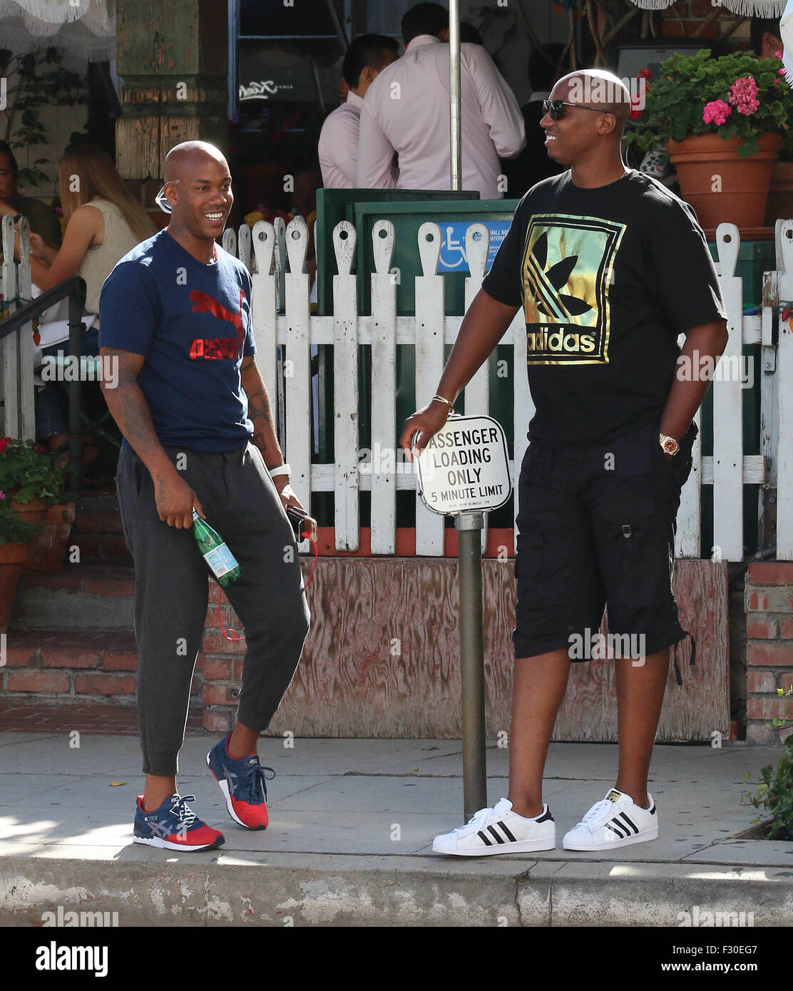 Former NBA player Stephon Marbury leaving The Ivy restaurant in Beverly