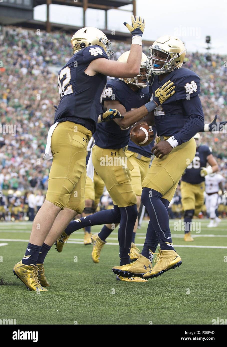 South Bend, Indiana, USA. 26th Sep, 2015. Notre Dame players celebrate