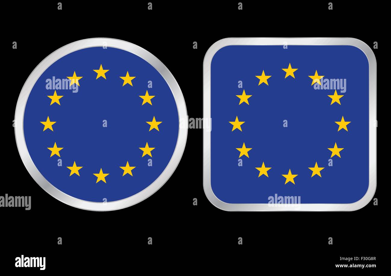 EU flag - two icon on black background. Vector illustration. Stock Vector