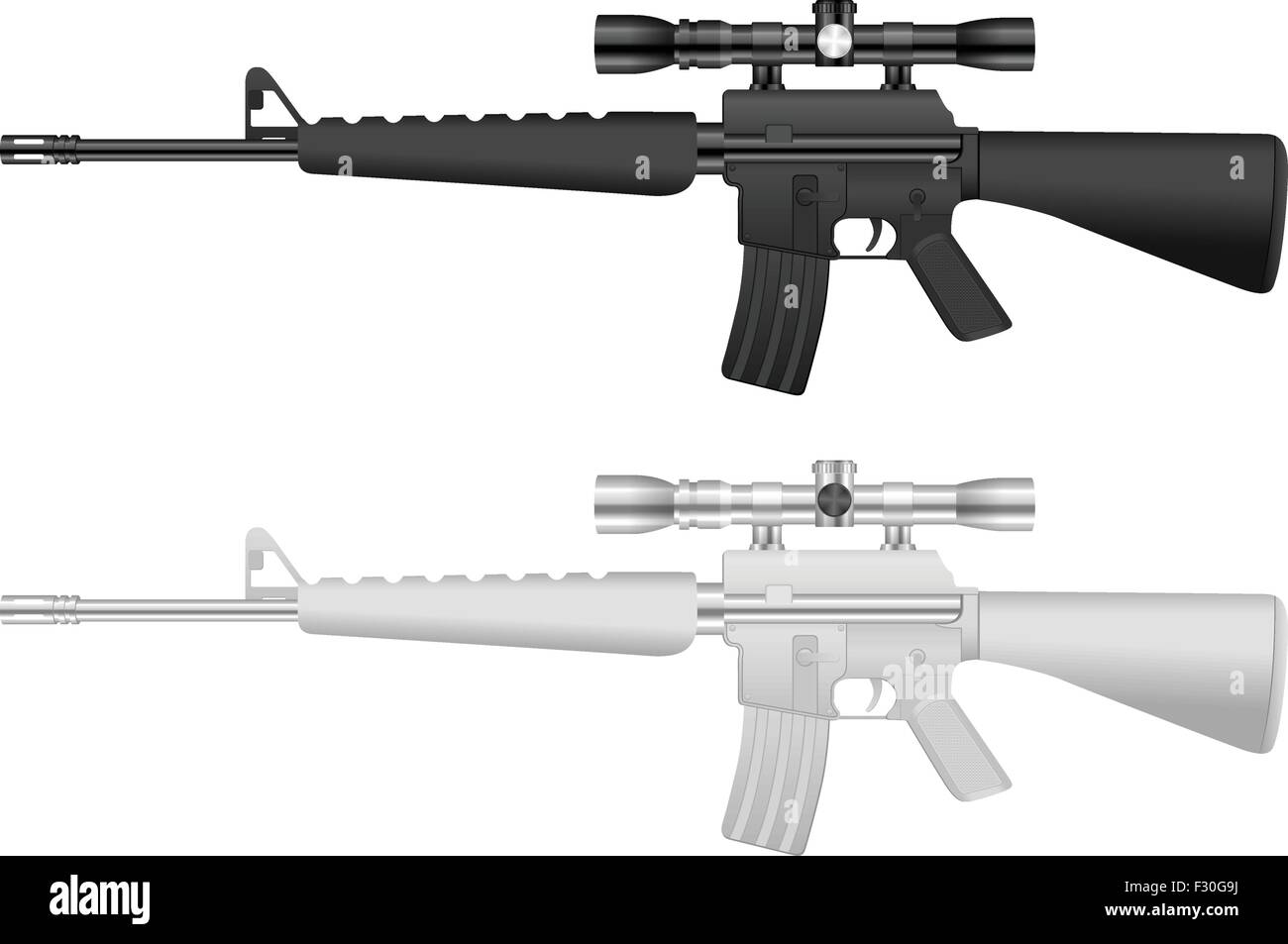 M16 set on a white background. Vector illustration. Stock Vector