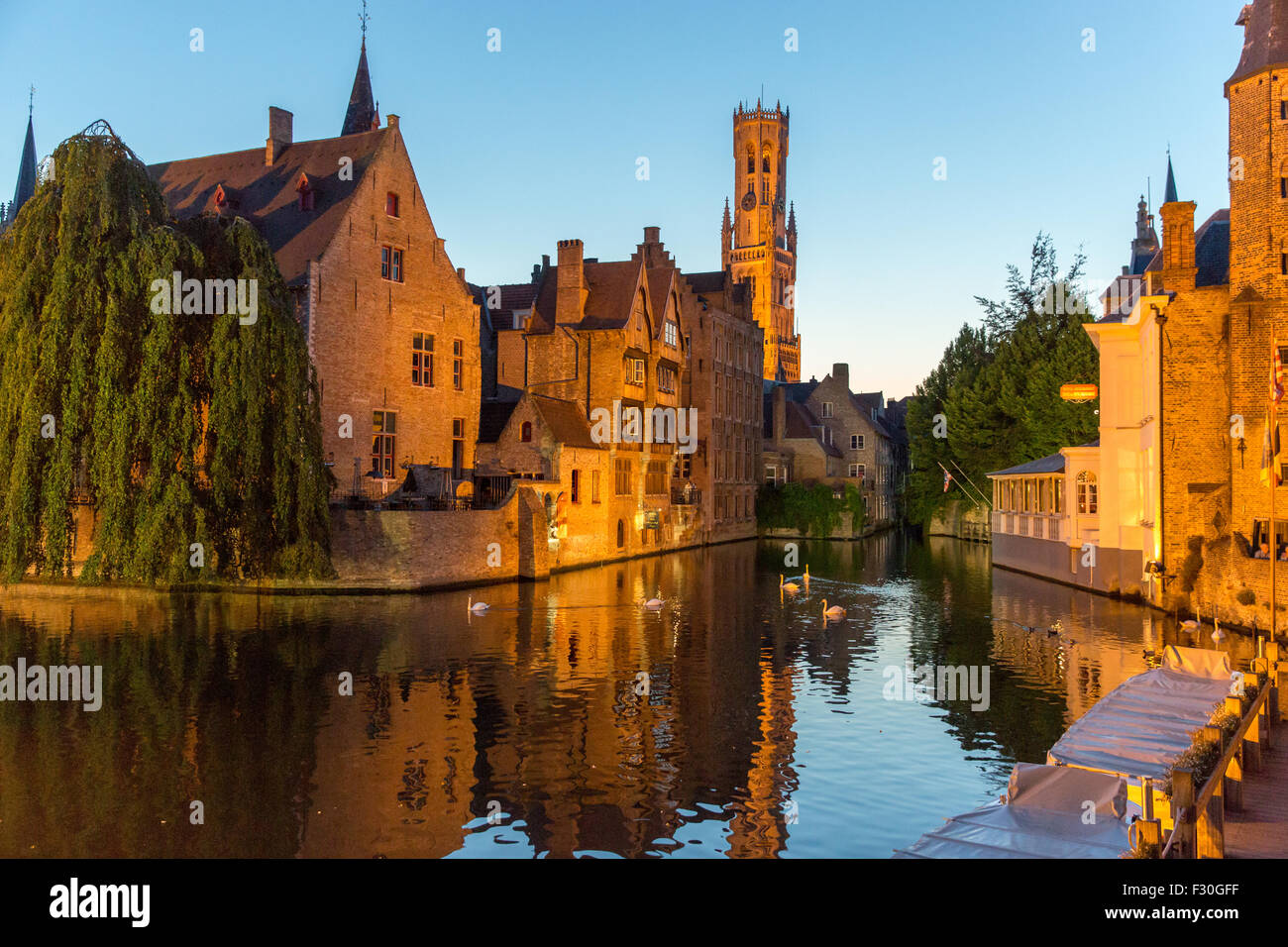 The Canals of Brugge in Belgium at Sunset Stock Photo - Alamy