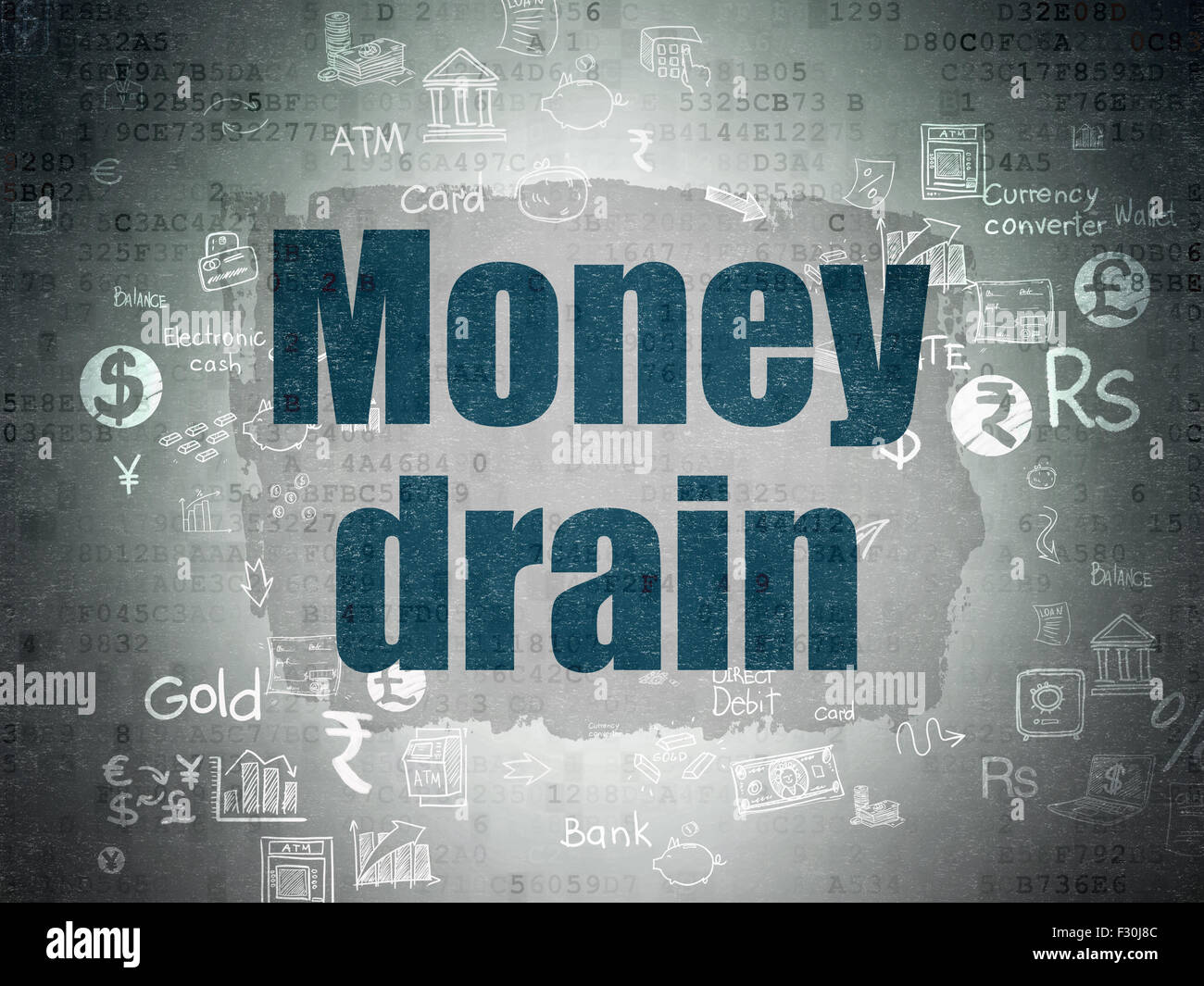 Currency concept Money Drain on Digital Paper background Stock Photo