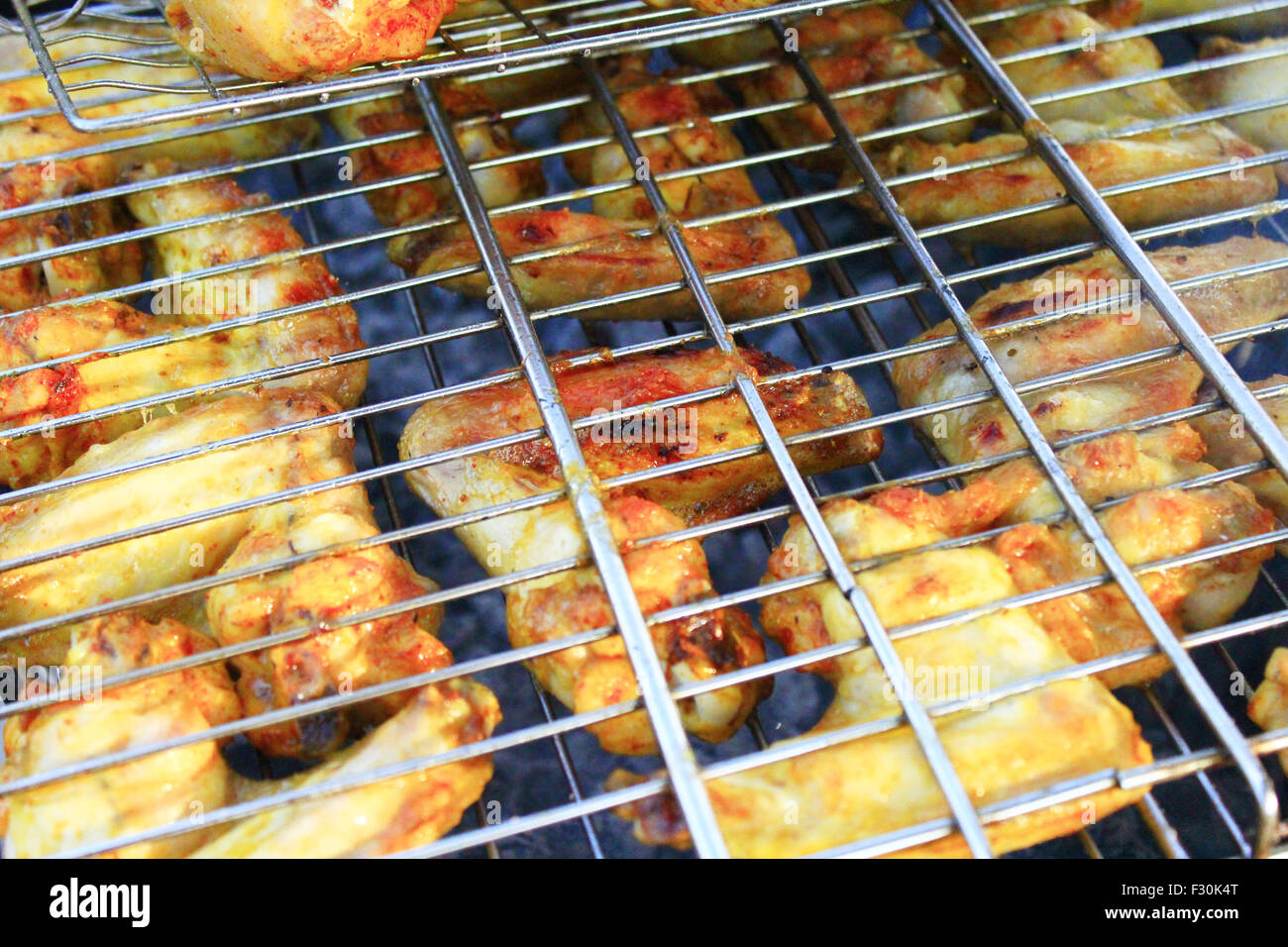 appetizing barbecue from chicken 's meat cooked on the fire Stock Photo