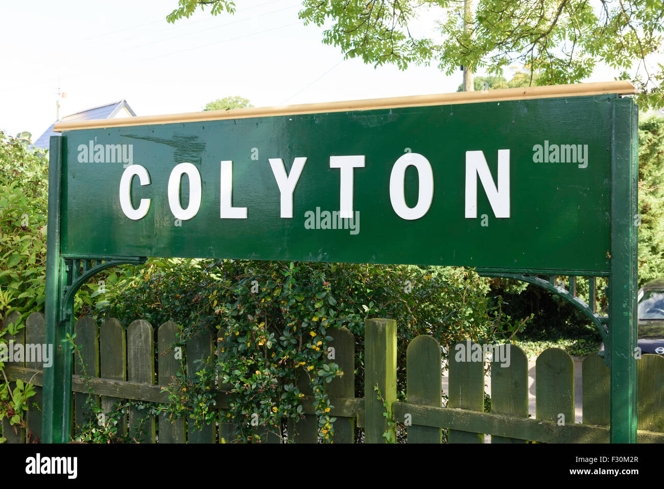 Colyton station sign Colyton Seaton Tramway East Devon UK Stock Photo Alamy