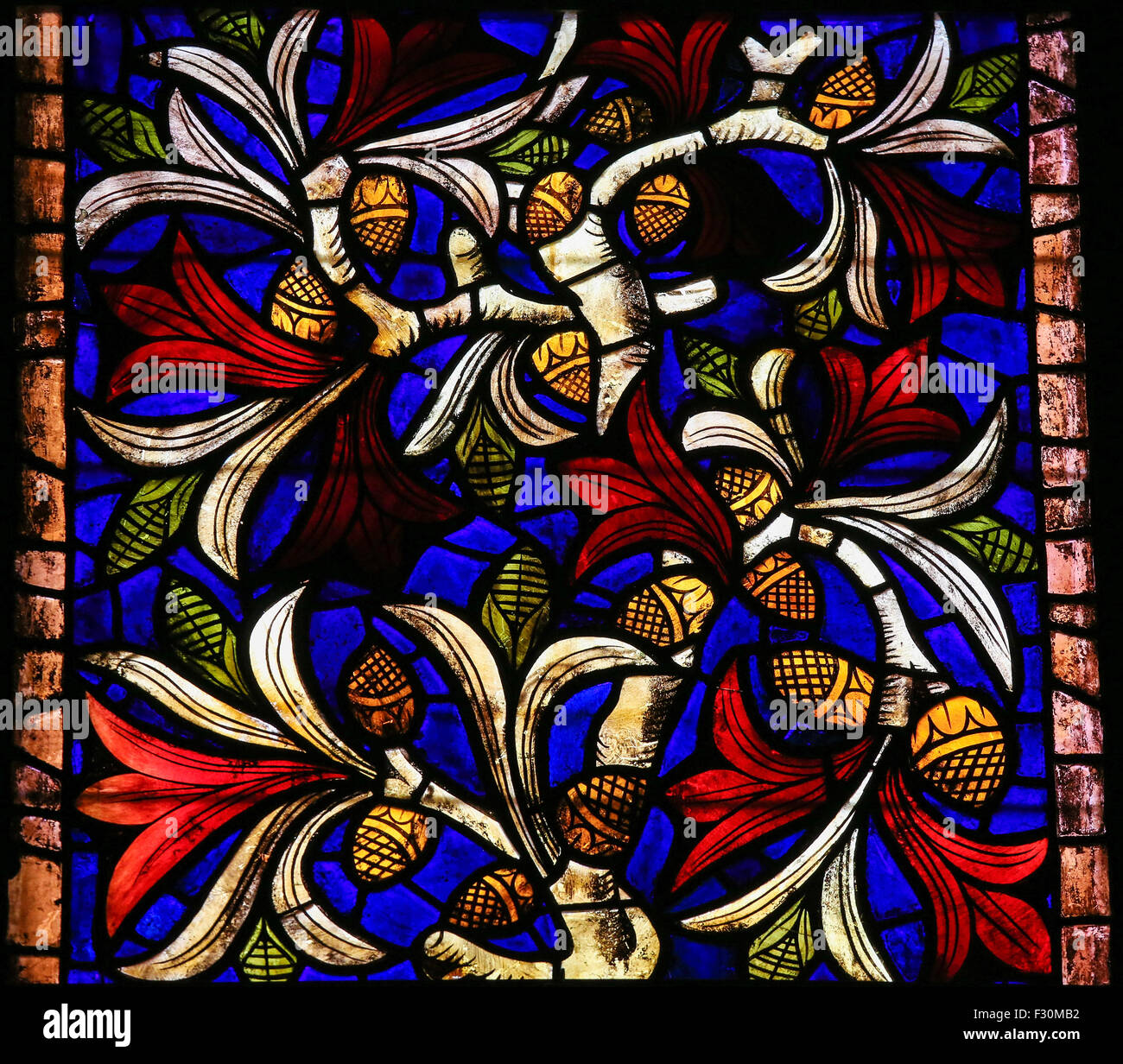 Stained glass window in the cathedral of Leon, Castille and Leon, Spain. Stock Photo