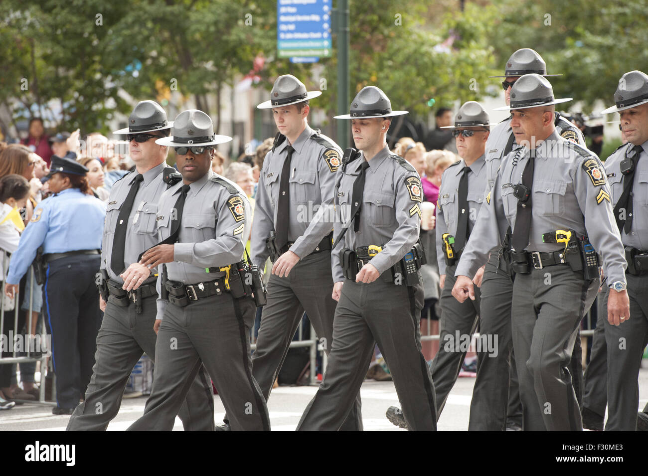 Sept. 26, 2015 - Philadelphia, Pennsylvania, U.S - Pennsylvania State Police secure  the Ben Franklin Parkway during the World Meeting of Families convention  in Philadelphia (Credit Image: © Ricky Fitchett via ZUMA Wire) Stock Photo