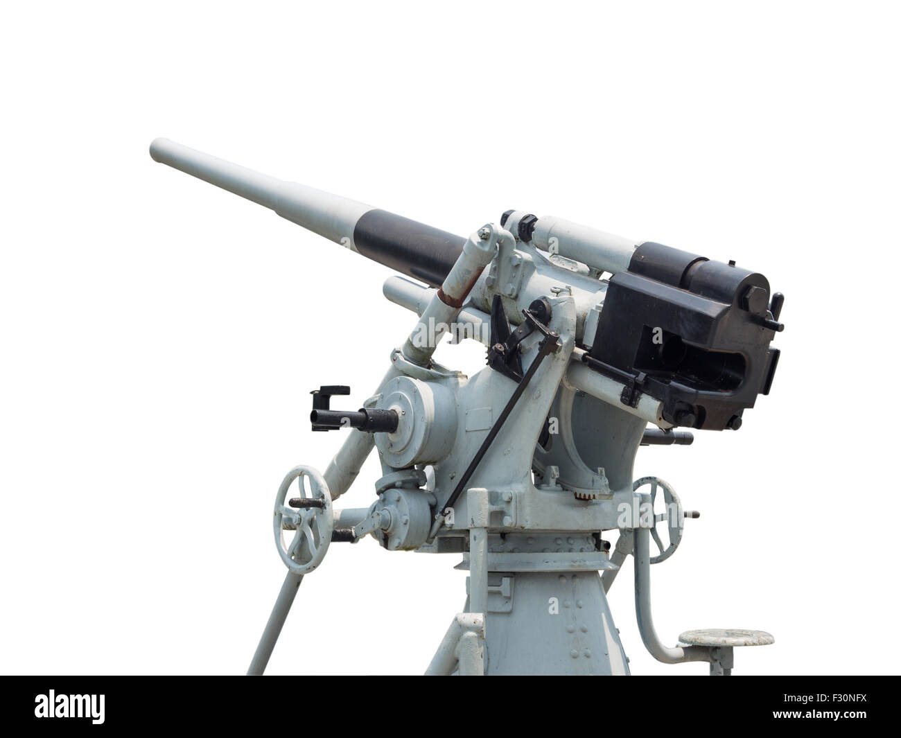 Naval gun at museum isolated on white background with clipping path ...