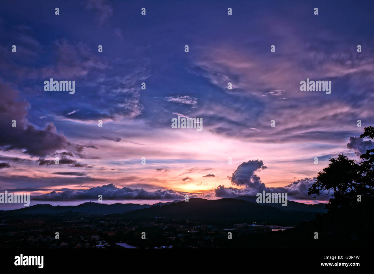 Khao Rang Hill sunset – HDR version Stock Photo