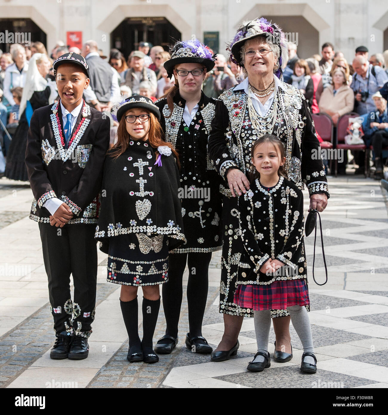 London, UK. 27 September 2015. Pearly Kings and Queens, dressed in
