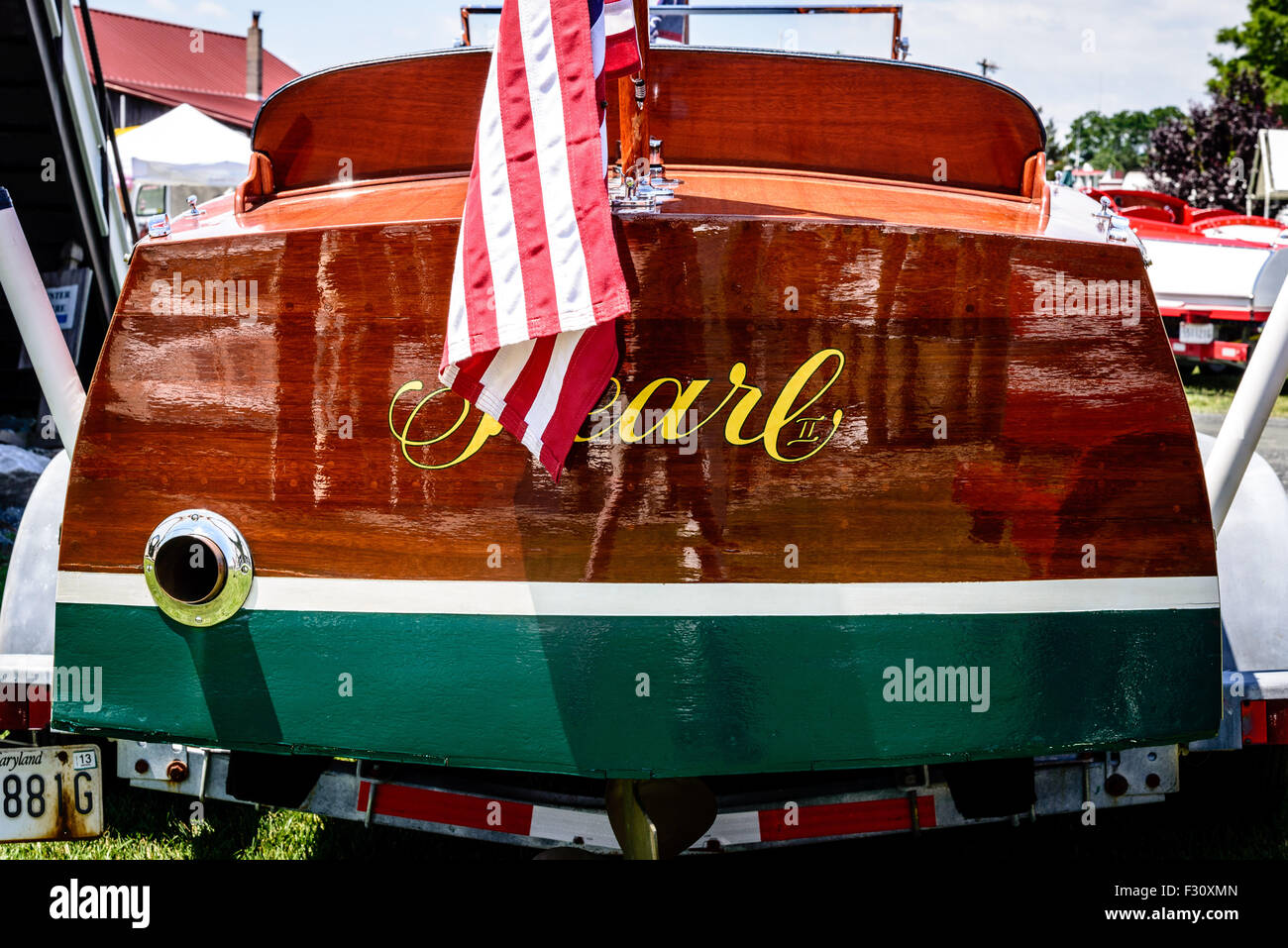 Pearl, 1927 Chris Craft Cadet runabout, Chesapeake Bay Maritime Museum, St. Michaels, Maryland Stock Photo