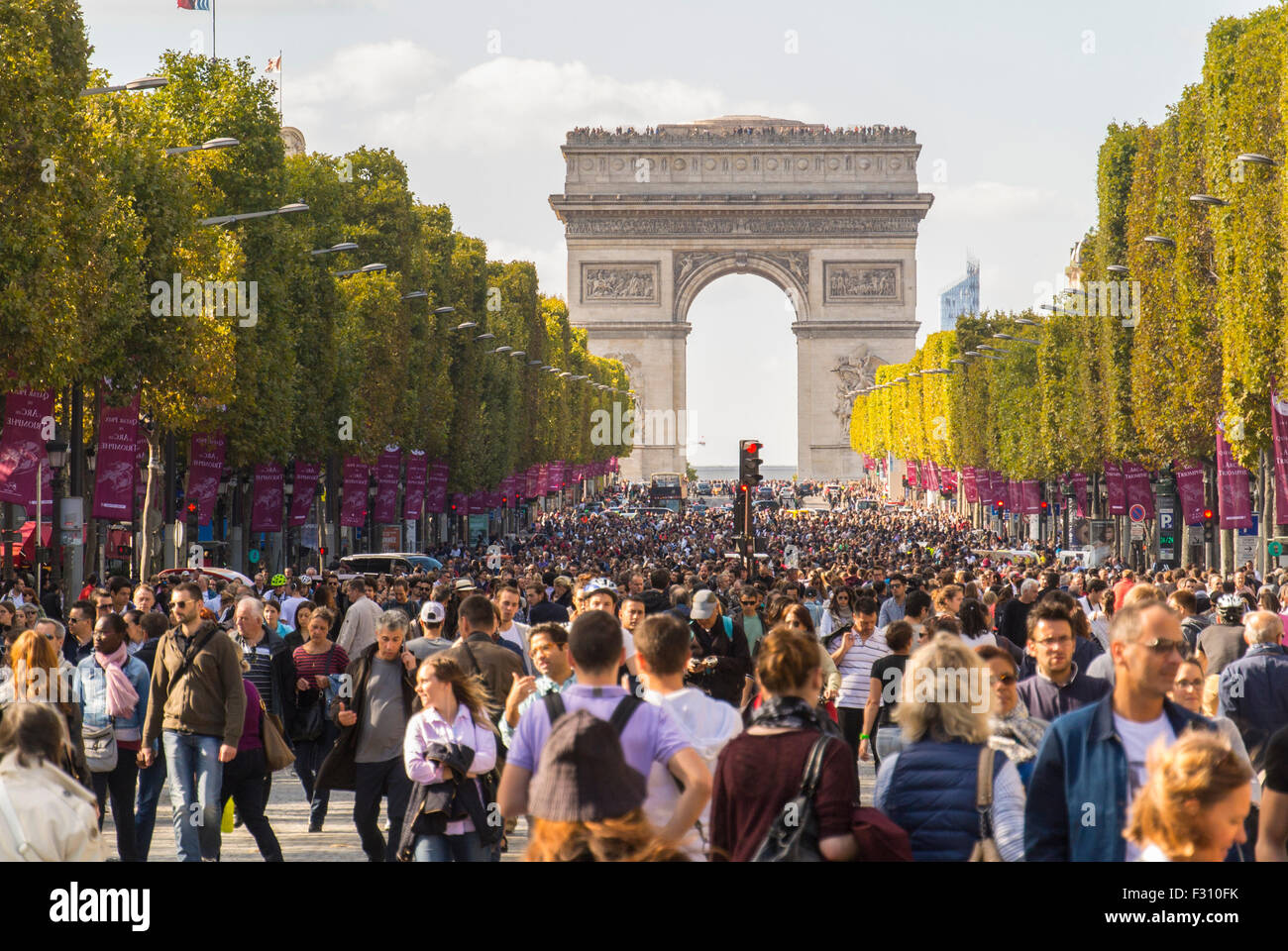 Paris, France. Crowd Scene from above of French People Participating at