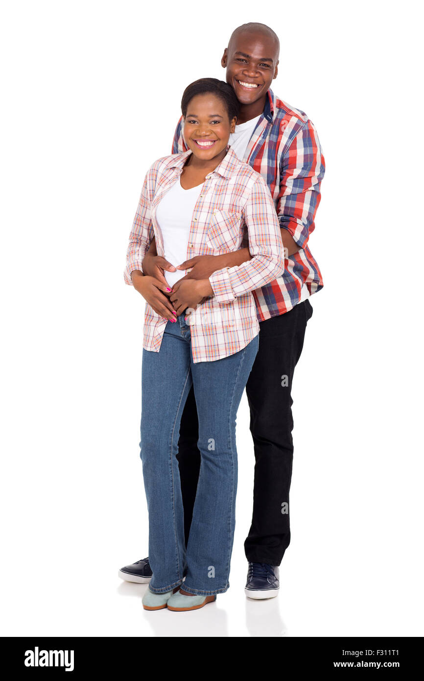 lovely young African couple hugging isolated on white background Stock ...