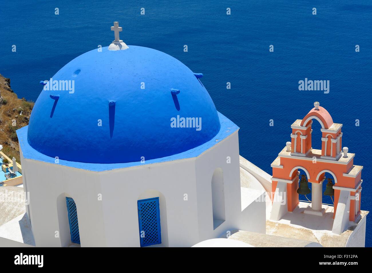 Blue dome church santorini greece Stock Photo - Alamy