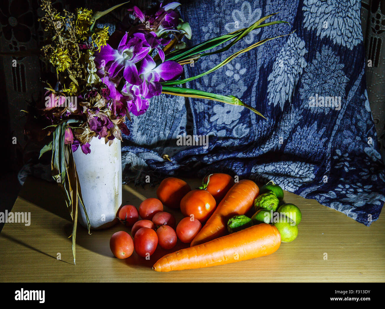 Flowers and Fruits still life Stock Photo - Alamy